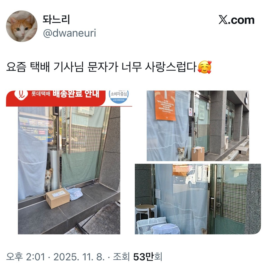 요즘-택배-기사님-문자가-너무-사랑스럽다.twt-0-이미지