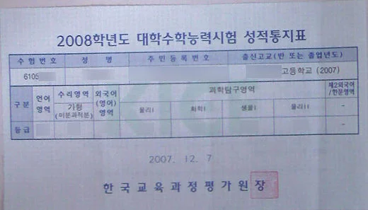 수능관련-가장-불쌍하다는-89년생의-2008학년도-수능-성적표-1-이미지