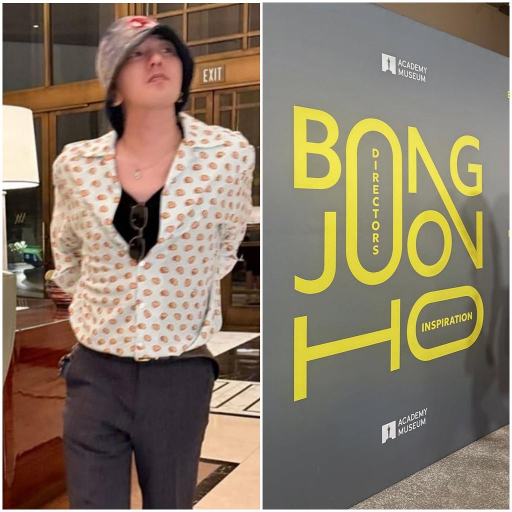 봉준호-전시회-방문해서-봉준호-굿즈-옷-착용한-지드래곤-4-이미지