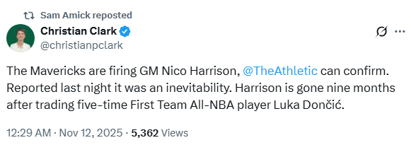 NBA-돈치치-트레이드-이끈-댈러스-매버릭스-니코-해리슨-단장-해고-1-이미지