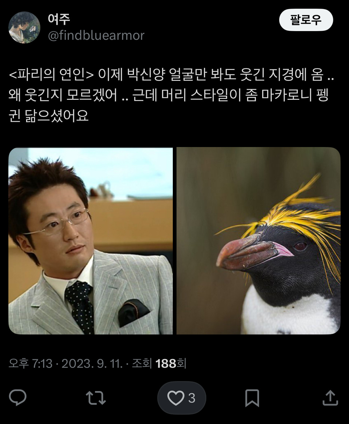 <파리의-연인>-박신양-머리스타일이-좀-마카로니-펭귄-닮으셨어요-1-이미지