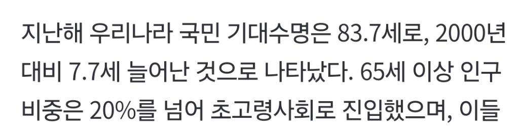 우리나라-국민-기대수명-83.7세…초고령사회-진입-0-이미지