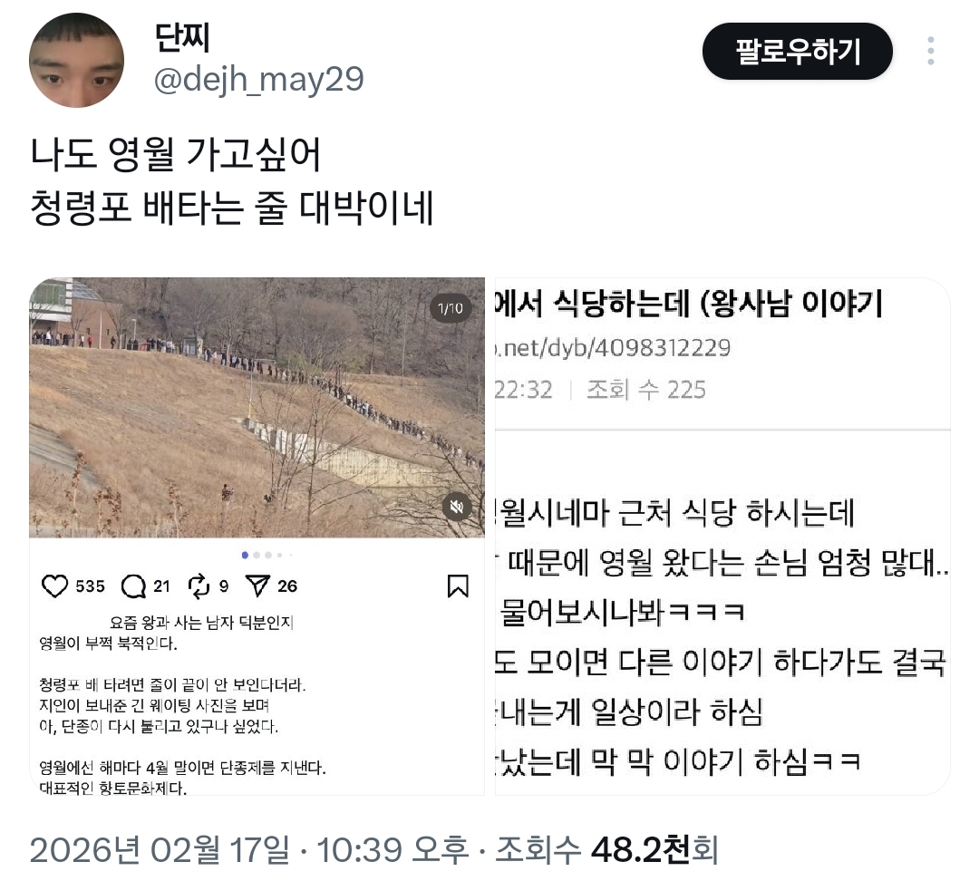 ＜왕과-사는-남자＞-때문에-웨이팅까지-생겼다는-영월-근황.twt-0-이미지