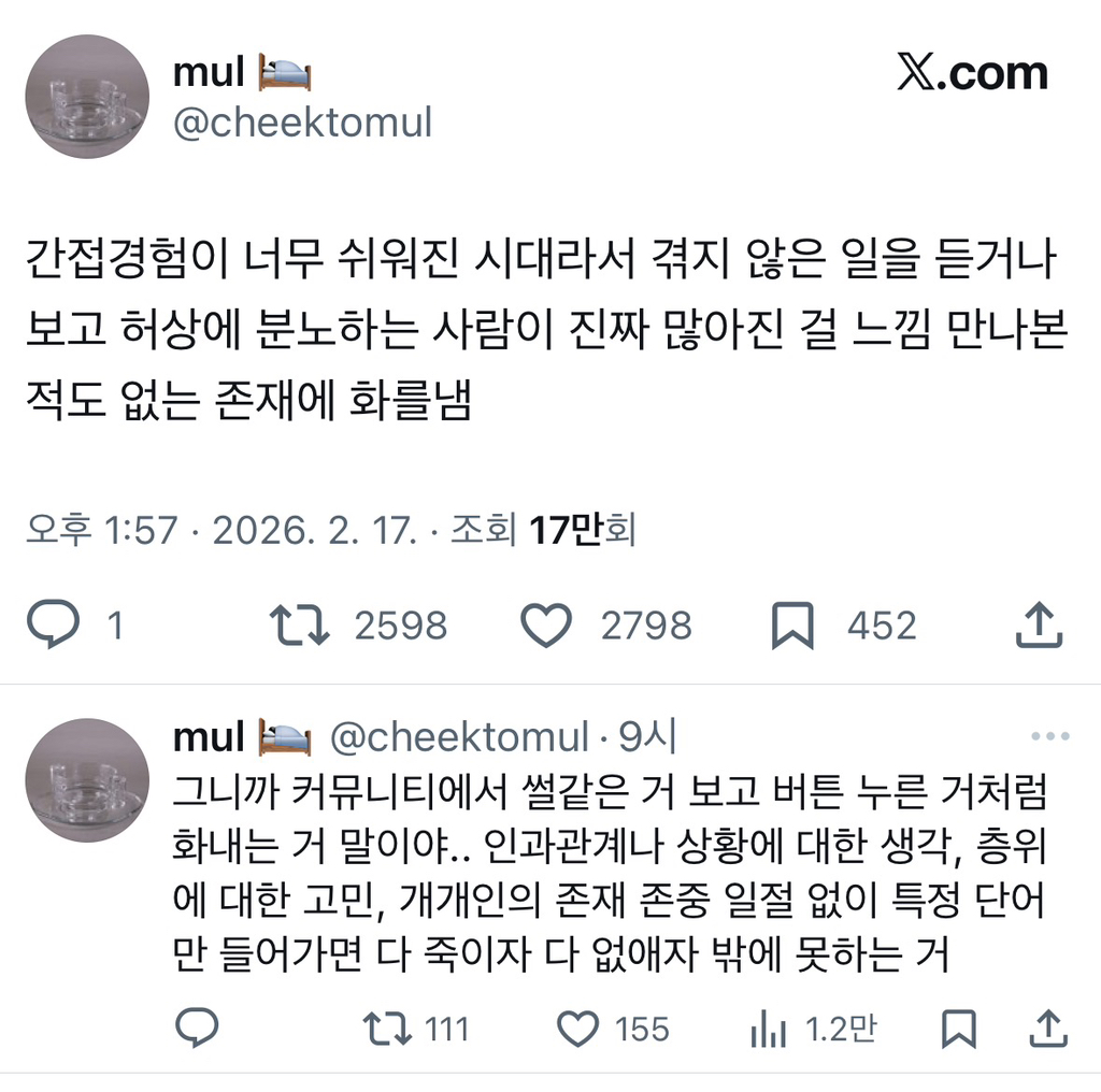 간접경험이-너무-쉬워진-시대라서-겪지-않은-일을-듣거나-보고-허상에-분노하는-사람이-진짜-많아진-걸-느낌-0-이미지