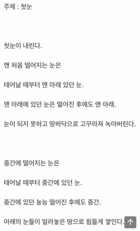 커뮤니티서-난리-났던-초등학교-천재-시인,-초6이-쓴-시-‘첫눈’-1-이미지