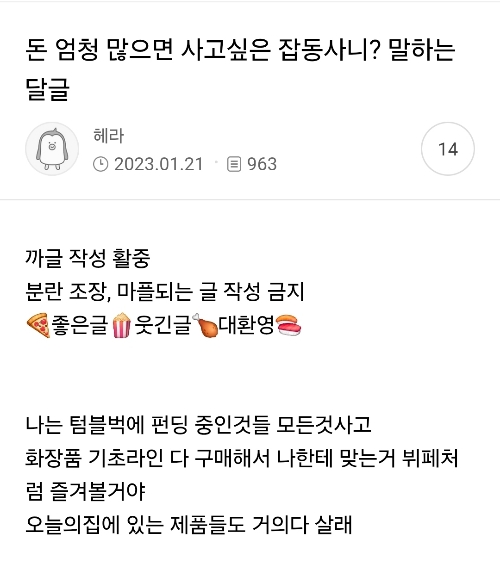 돈-엄청-많으면-사고싶은-잡동사니-말하는-달글-0-이미지