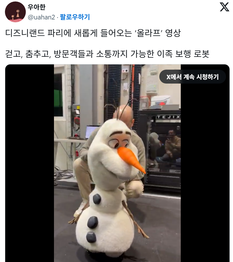 오류-나서-사람들에게-실려나가는-디즈니랜드-올라프-로봇-1-이미지