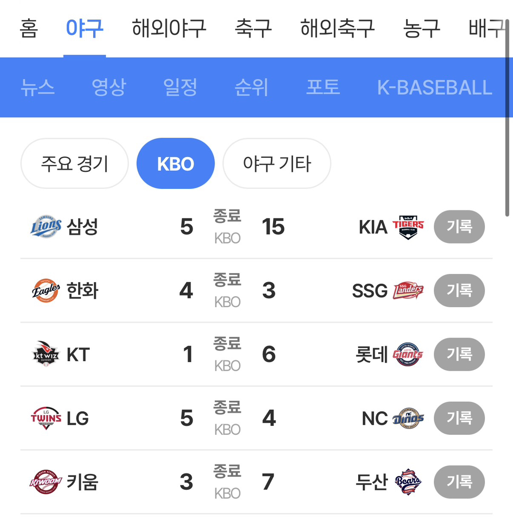 [KBO]-4월-8일-오늘자-야구-결과-및-팀순위-0-이미지