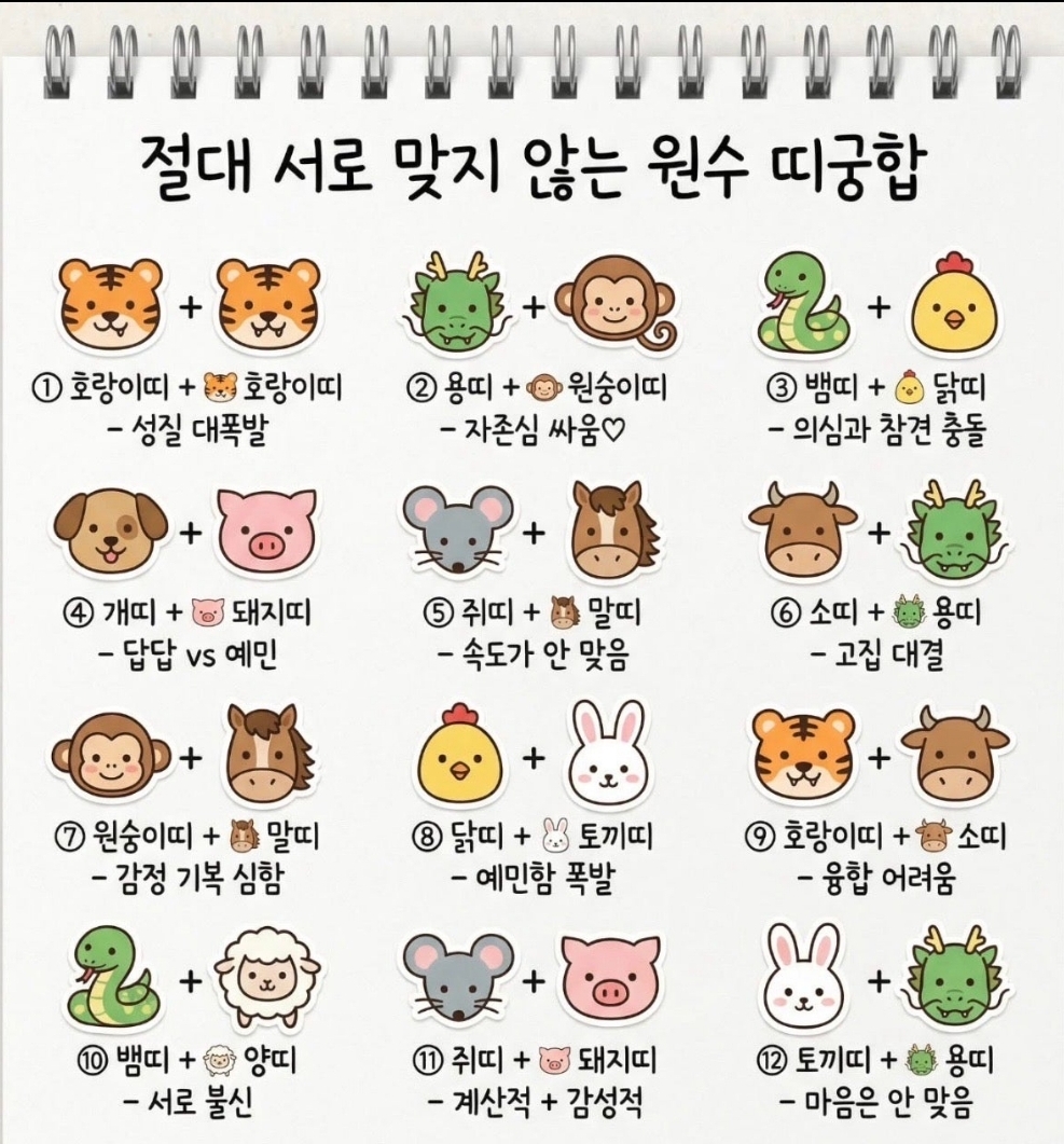 절대-서로-맞지않는-원수-띠궁합-1-이미지