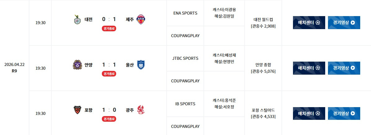 2026-하나은행-K리그1-9R-순위-및-결과-2-이미지