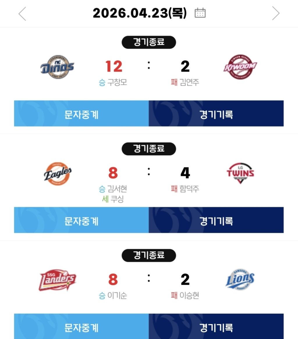 [야구]-4월-23일-경기-결과와-팀-순위-0-이미지
