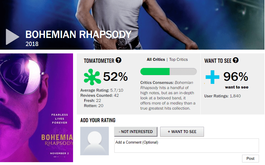 보헤미안-랩소디와-비슷한-영화-마이클의-로튼토마토-지수-2-이미지