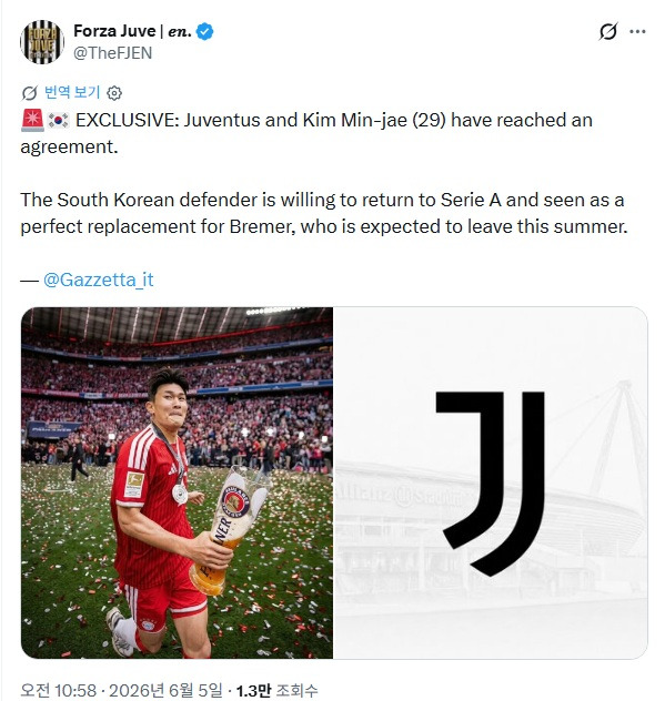 [La-Gazzetta-dello-Sport]-독점:-유벤투스와-김민재-합의-도달-0-이미지